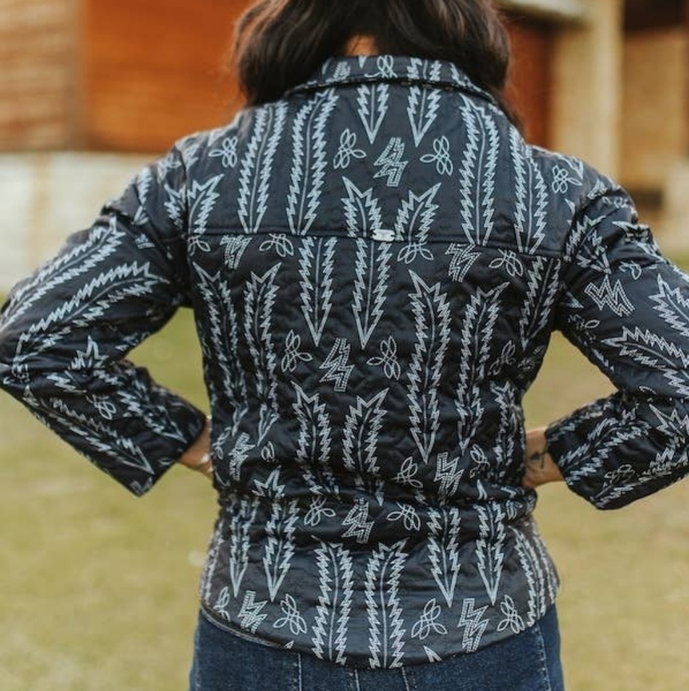 NWT Western Black Quilted Women's Jacket With Boot stitching Pattern - Picture 2 of 3